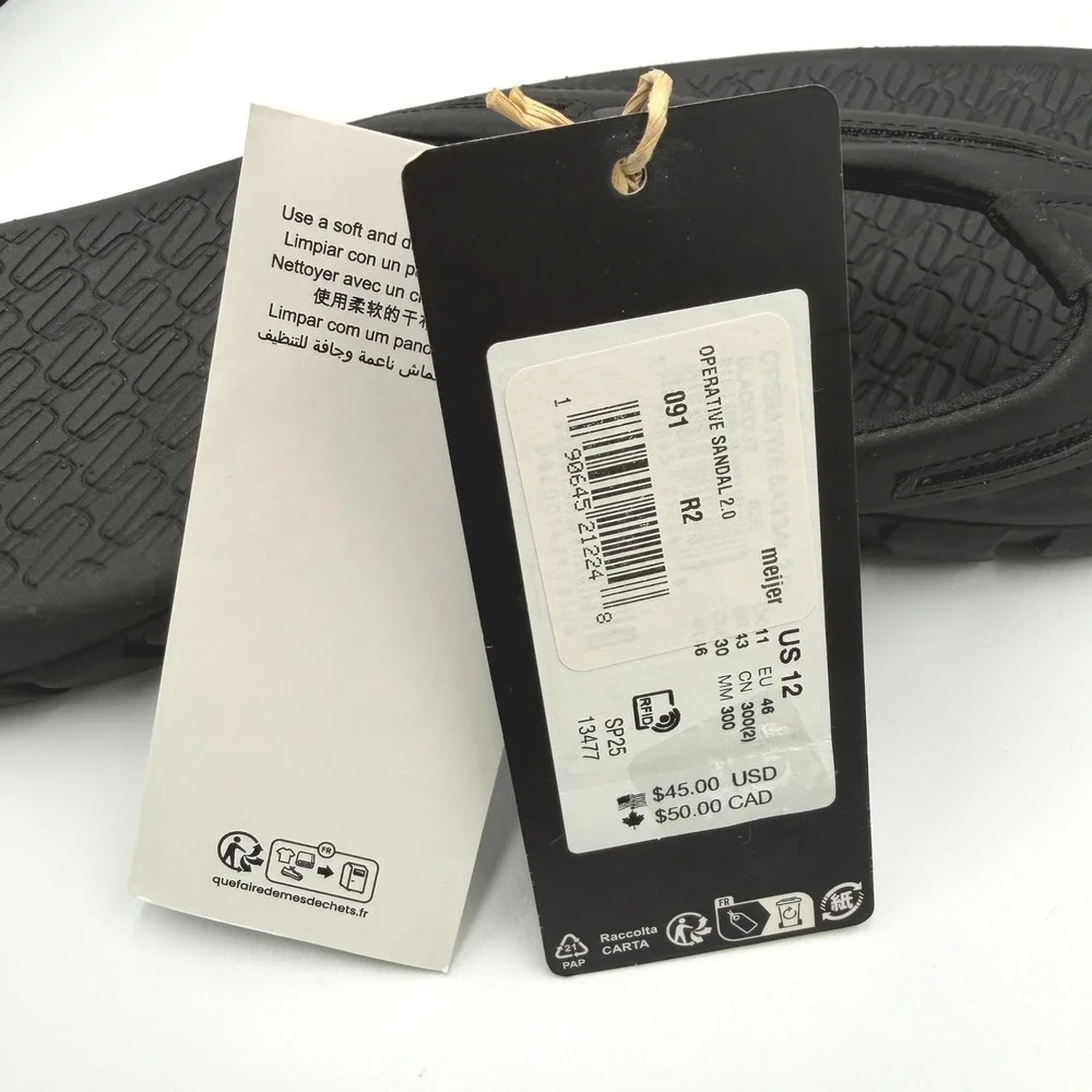 Oakley Operative Sandal 2.0 Mens Size 12 Blackout Sport Flip Flop Black **NEW**